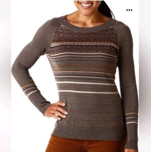 Smartwool Merino Wool Blend Sweater | Women’s L | Brown Ethno Graphic
